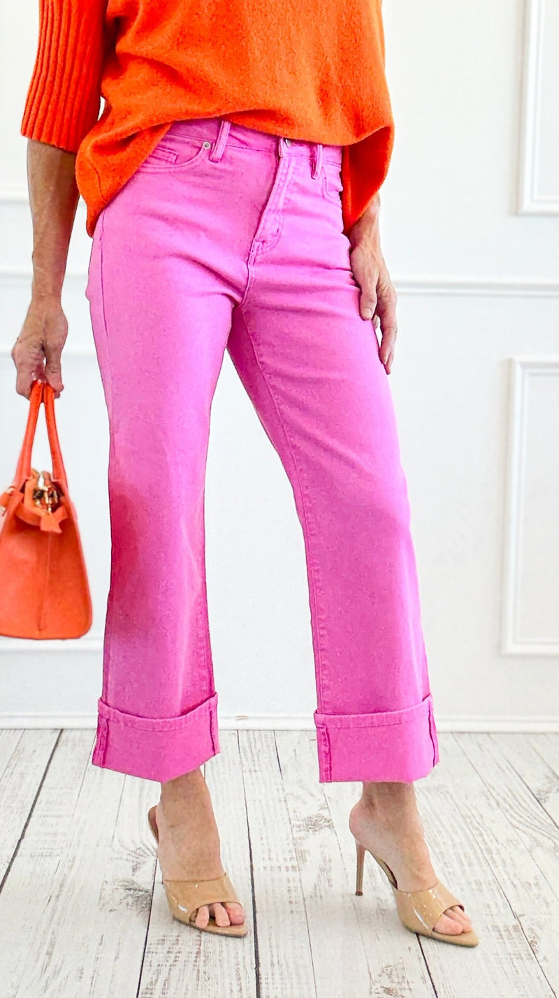 Malibu Pop Cuffed Denim Pants-100 Pants-Mica Denim-Coastal Bloom Boutique, find the trendiest versions of the popular styles and looks Located in Indialantic, FL