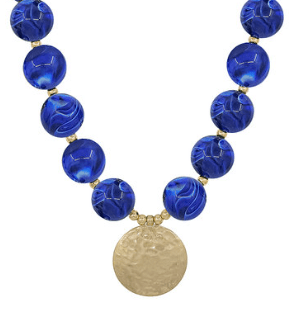 Marbled Pendant Magnetic Necklace - Royal Blue