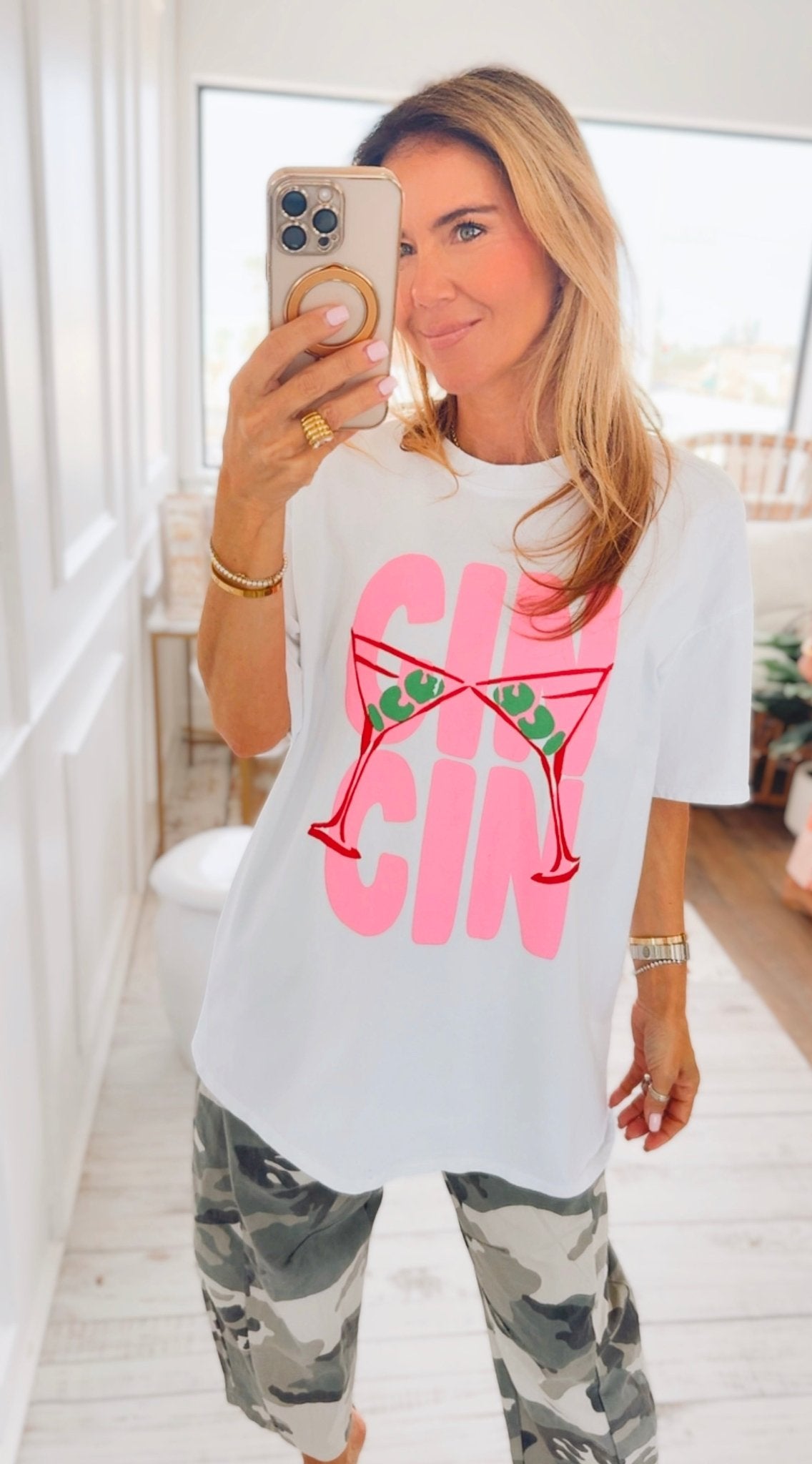 Martini Moment Italian Graphic Tee- White