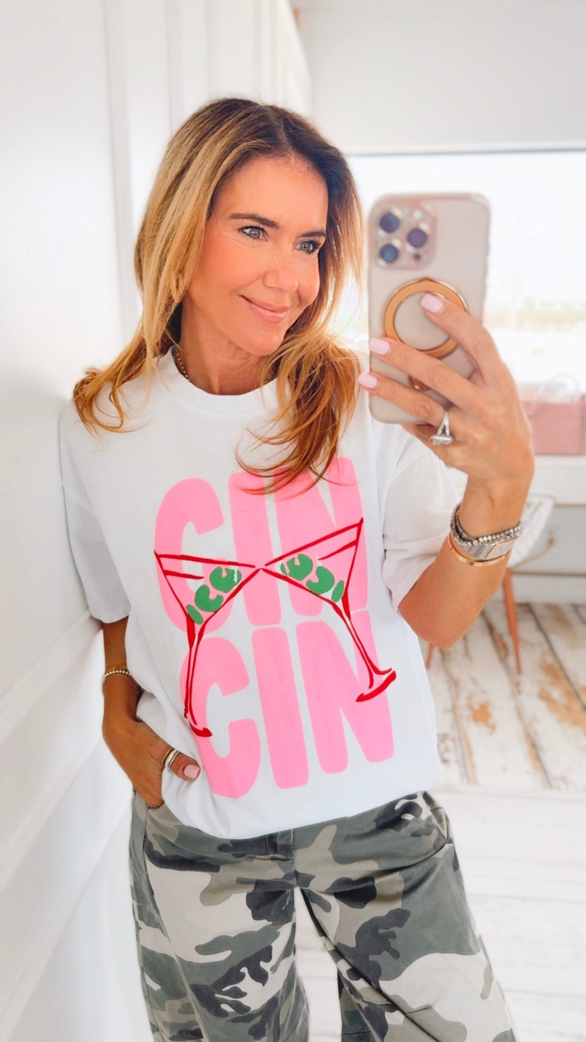 Martini Moment Italian Graphic Tee- White