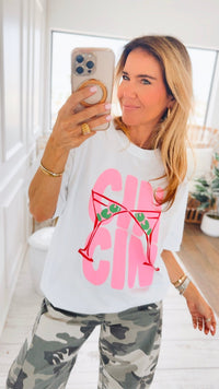 Martini Moment Italian Graphic Tee- White