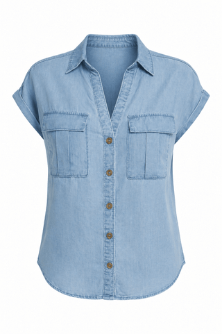 Mattawa Button Front Top - Light Blue