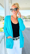Melange Open Front Sweater Cardigan - Turquoise-150 Cardigans/Layers-Zenana-Coastal Bloom Boutique, find the trendiest versions of the popular styles and looks Located in Indialantic, FL