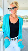 Melange Open Front Sweater Cardigan - Turquoise-150 Cardigans/Layers-Zenana-Coastal Bloom Boutique, find the trendiest versions of the popular styles and looks Located in Indialantic, FL