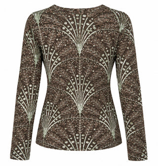 Metallic Botanical Burnout Velvet Top - Olive