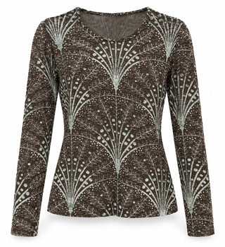 Metallic Botanical Burnout Velvet Top - Olive