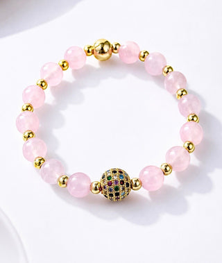 Micropave Enamel Station Stretch Bracelet - Pink