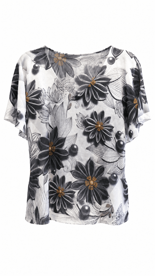 Midnight Bloom V- Neck Monaco Italian Top