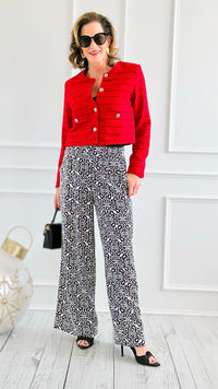 Midnight Bloom Wide Leg Pant - Black Tile-100 Pants-spin usa-Coastal Bloom Boutique, find the trendiest versions of the popular styles and looks Located in Indialantic, FL