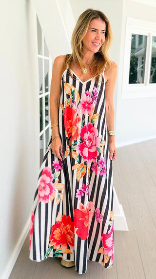 Midnight Bouquet Slip Italian Dress