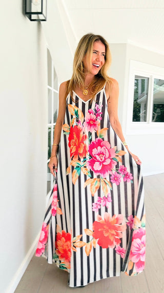Midnight Bouquet Slip Italian Dress