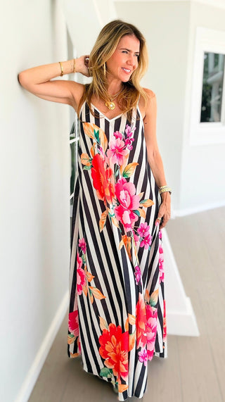 Midnight Bouquet Slip Italian Dress