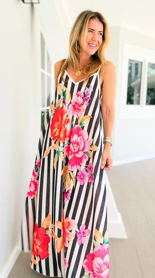 Midnight Bouquet Slip Italian Dress