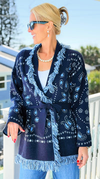 Midnight Canyon Fringe Cardigan