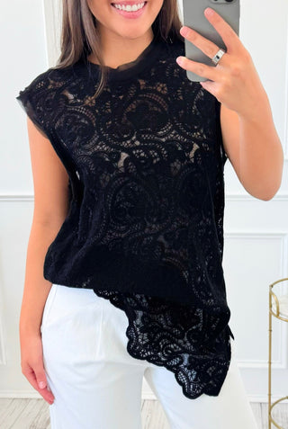 Midnight Filigree Whisper Top - Black