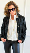 Midnight Fringe Italian Jacket-160 Jackets-AZUL MONACO-Coastal Bloom Boutique, find the trendiest versions of the popular styles and looks Located in Indialantic, FL
