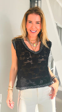 Midnight Lace Trim Top