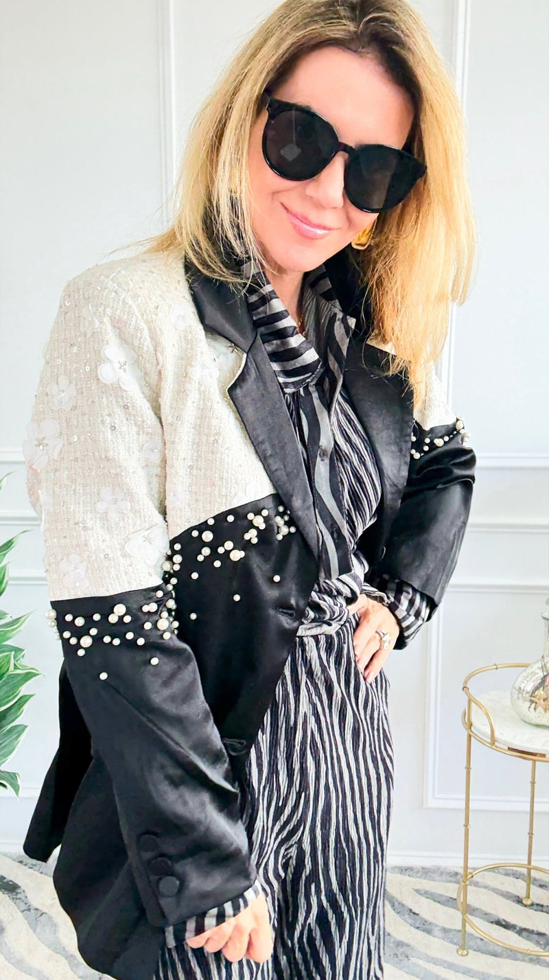Midnight Pearl Couture Blazer-160 Jackets-LA ROS-Coastal Bloom Boutique, find the trendiest versions of the popular styles and looks Located in Indialantic, FL