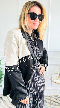 Midnight Pearl Couture Blazer-160 Jackets-LA ROS-Coastal Bloom Boutique, find the trendiest versions of the popular styles and looks Located in Indialantic, FL