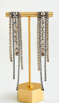 Midnight Radiance Drop Earrings- Gold/ Hematite-230 Jewelry-GS JEWELRY-Coastal Bloom Boutique, find the trendiest versions of the popular styles and looks Located in Indialantic, FL