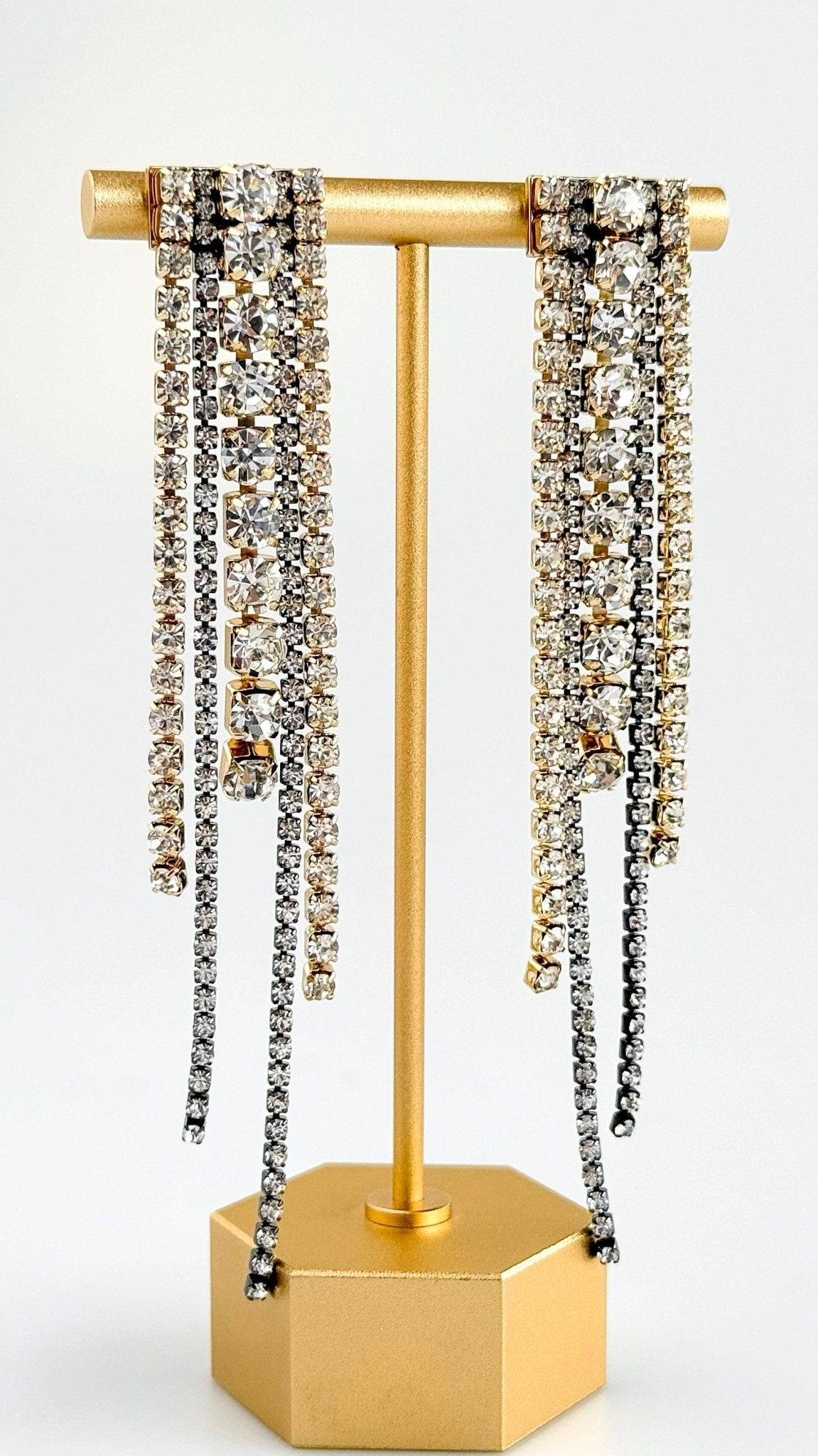 Midnight Radiance Drop Earrings- Gold/ Hematite-230 Jewelry-GS JEWELRY-Coastal Bloom Boutique, find the trendiest versions of the popular styles and looks Located in Indialantic, FL