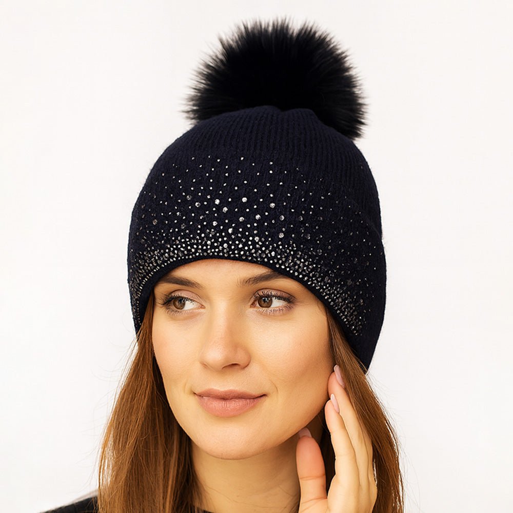 Midnight Spark Pom Hat-260 Other Accessories-NYW-Coastal Bloom Boutique, find the trendiest versions of the popular styles and looks Located in Indialantic, FL
