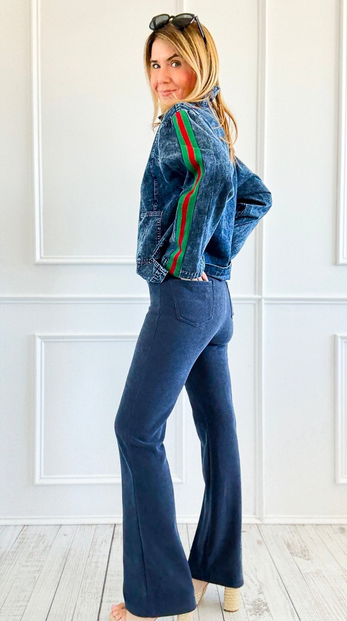 Midnight Whisper Bootcut Pants - Navy-170 Bottoms-IRIS-Coastal Bloom Boutique, find the trendiest versions of the popular styles and looks Located in Indialantic, FL