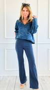 Midnight Whisper Bootcut Pants - Navy-170 Bottoms-IRIS-Coastal Bloom Boutique, find the trendiest versions of the popular styles and looks Located in Indialantic, FL