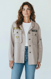 Military Inspired Twill Jacket-160 Jackets-V SKY-Coastal Bloom Boutique, find the trendiest versions of the popular styles and looks Located in Indialantic, FL