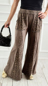 Mineral Washed Leopard Print Flare Pants-100 Pants-j.her-Coastal Bloom Boutique, find the trendiest versions of the popular styles and looks Located in Indialantic, FL