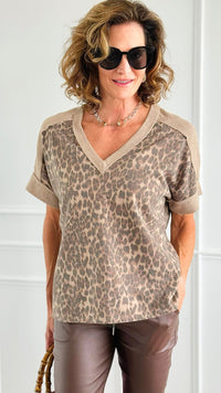 Mineral Washed Leopard Print Shirt-110 short Sleeve Top-j.her-Coastal Bloom Boutique, find the trendiest versions of the popular styles and looks Located in Indialantic, FL