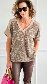 Mineral Washed Leopard Print Shirt-110 short Sleeve Top-j.her-Coastal Bloom Boutique, find the trendiest versions of the popular styles and looks Located in Indialantic, FL