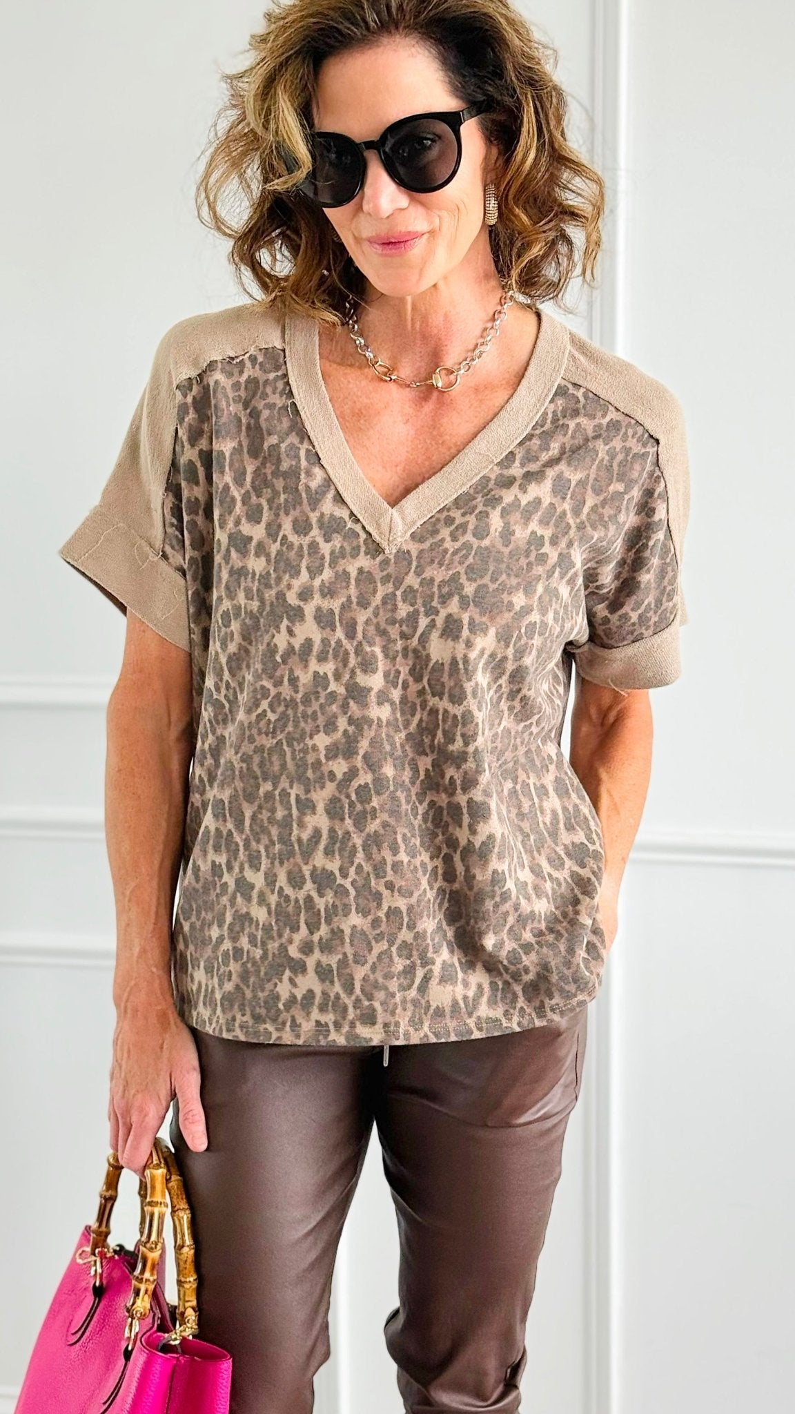 Mineral Washed Leopard Print Shirt-110 short Sleeve Top-j.her-Coastal Bloom Boutique, find the trendiest versions of the popular styles and looks Located in Indialantic, FL