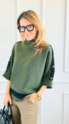 Modern Buttoned Sleeve Sweater- Olive-140 Sweaters-Z STUDIO-Coastal Bloom Boutique, find the trendiest versions of the popular styles and looks Located in Indialantic, FL