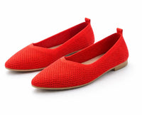 Modern Classic Knit Ballet Flats - Red