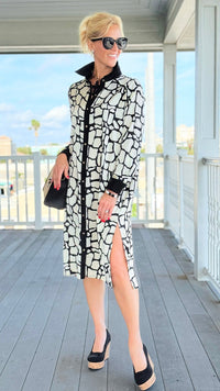 Modern Mosaic Button-Down Dress