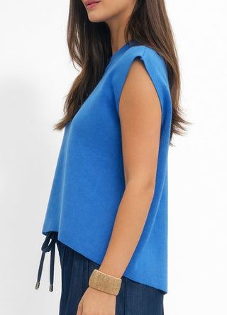 Modern Muse Mock Neck Sweater Tee - Blue