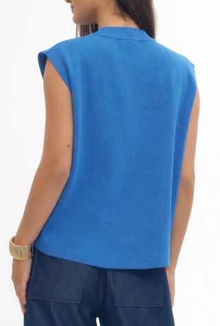 Modern Muse Mock Neck Sweater Tee - Blue
