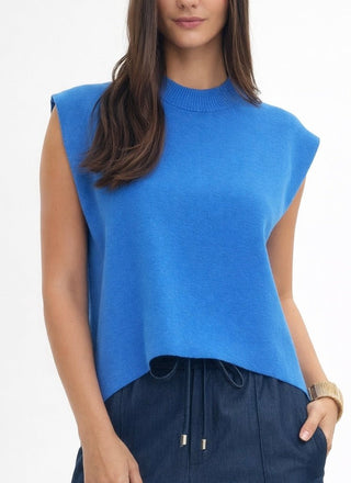 Modern Muse Mock Neck Sweater Tee - Blue