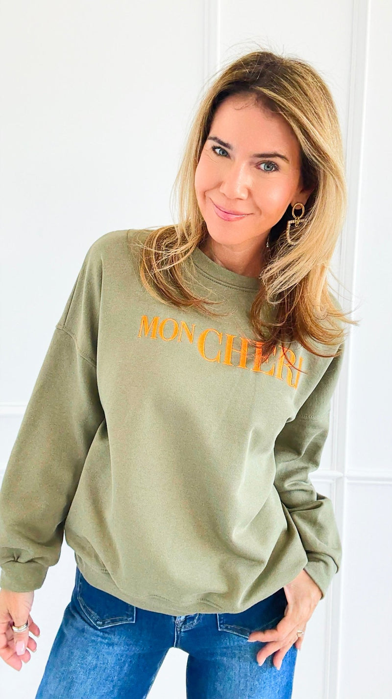 Mon Cheri Italian Sweatshirt-110 Long Sleeve Tops-LAVVIA-Coastal Bloom Boutique, find the trendiest versions of the popular styles and looks Located in Indialantic, FL