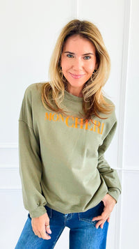 Mon Cheri Italian Sweatshirt-110 Long Sleeve Tops-LAVVIA-Coastal Bloom Boutique, find the trendiest versions of the popular styles and looks Located in Indialantic, FL