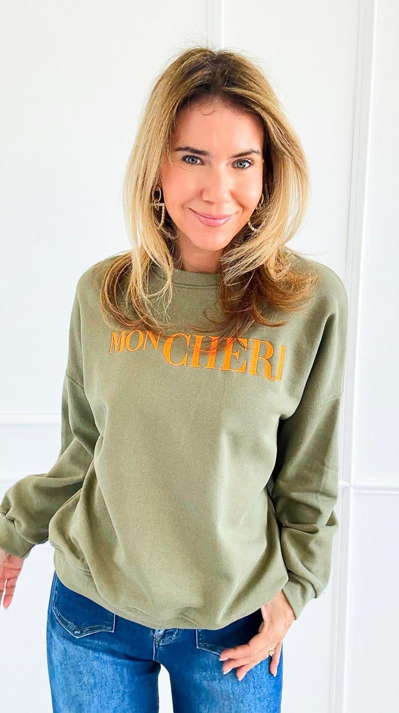 Mon Cheri Italian Sweatshirt-110 Long Sleeve Tops-LAVVIA-Coastal Bloom Boutique, find the trendiest versions of the popular styles and looks Located in Indialantic, FL