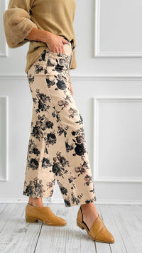 Monochrome Floral Pants-Pants-ENTRO-Coastal Bloom Boutique, find the trendiest versions of the popular styles and looks Located in Indialantic, FL