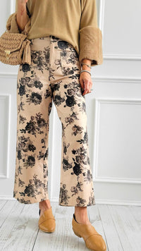 Monochrome Floral Pants-Pants-ENTRO-Coastal Bloom Boutique, find the trendiest versions of the popular styles and looks Located in Indialantic, FL