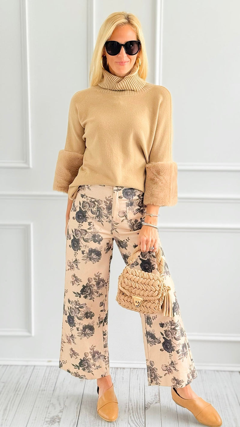 Monochrome Floral Pants-Pants-ENTRO-Coastal Bloom Boutique, find the trendiest versions of the popular styles and looks Located in Indialantic, FL