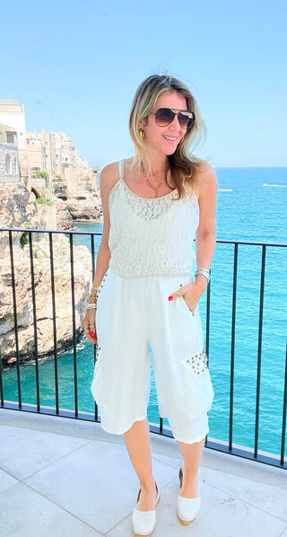 Moonlight & Lace Italian Tank - Beige