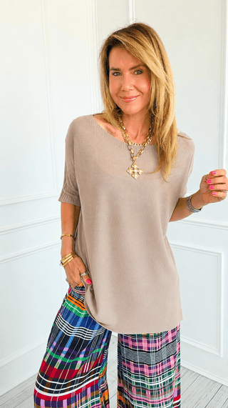 Moonlight Max Break Free Italian Knit Top- Beige