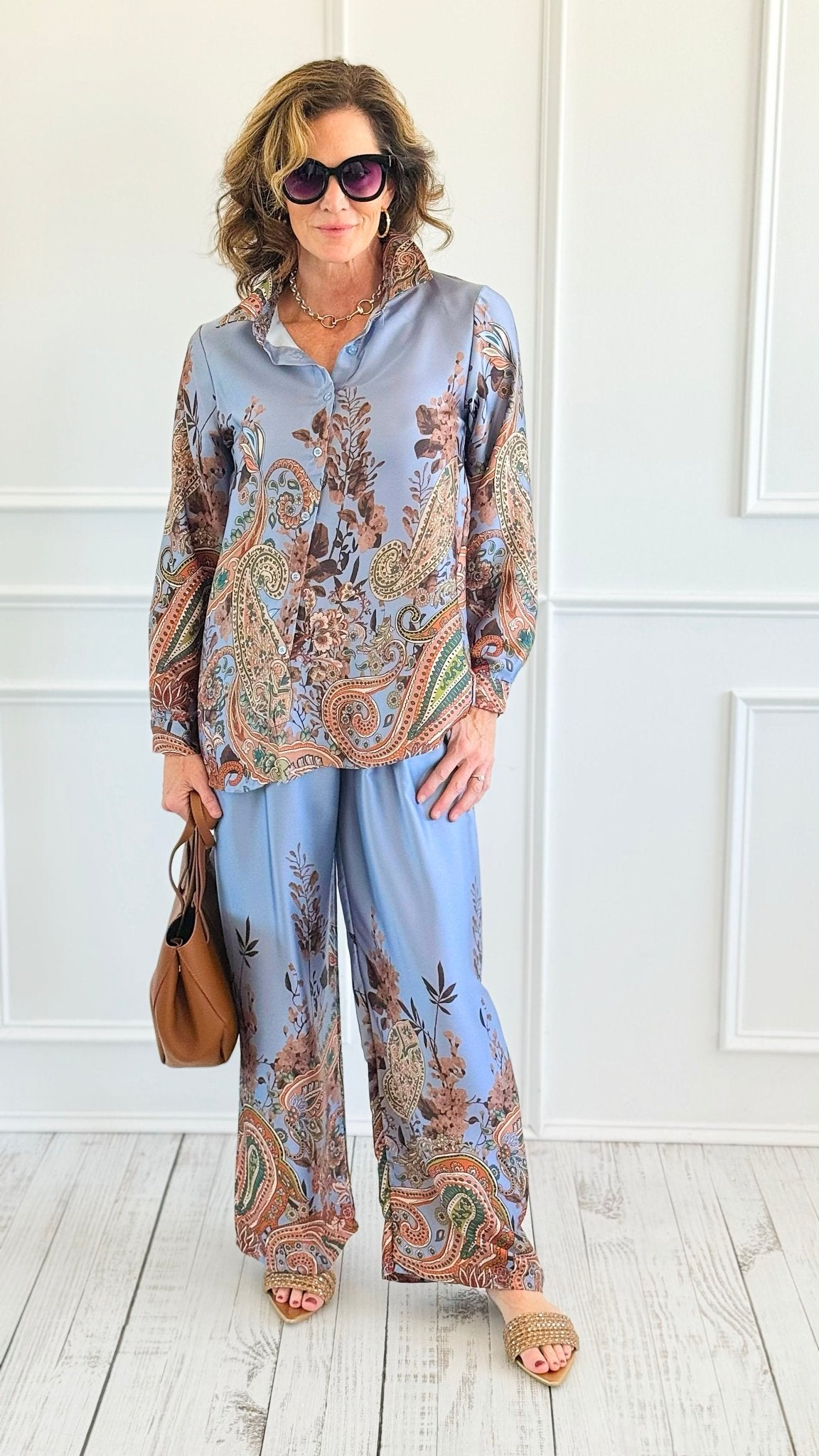 Mystic Paisley Italian Set-100 Pants-AZUL MONACO-Coastal Bloom Boutique, find the trendiest versions of the popular styles and looks Located in Indialantic, FL
