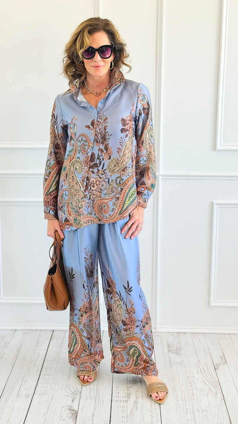 Mystic Paisley Italian Set-100 Pants-AZUL MONACO-Coastal Bloom Boutique, find the trendiest versions of the popular styles and looks Located in Indialantic, FL