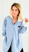 Mystic Vision Stripes Italian Blouse-110 Long Sleeve Tops-MAY MODA-Coastal Bloom Boutique, find the trendiest versions of the popular styles and looks Located in Indialantic, FL